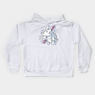 Caveman bunny rabbit is saying "Evolve or be extinct" Kids Hoodie